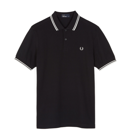 Fred Perry M3600 Twin Tipped Polo Black / Porcelain / Porcelain