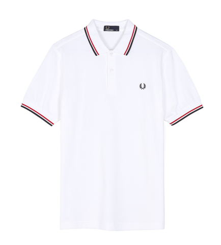 Fred Perry M3600 Twin Tipped Polo Wht/brt Red/nvy